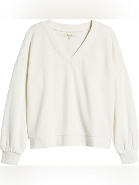 Madewell Terry Cloth V Neck Lightweight Sweater - Off-White